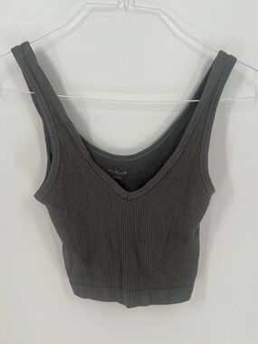 Urban Outfitters Out From Under Charcoal Ribbed V-Neck Cropped Tank Size Large